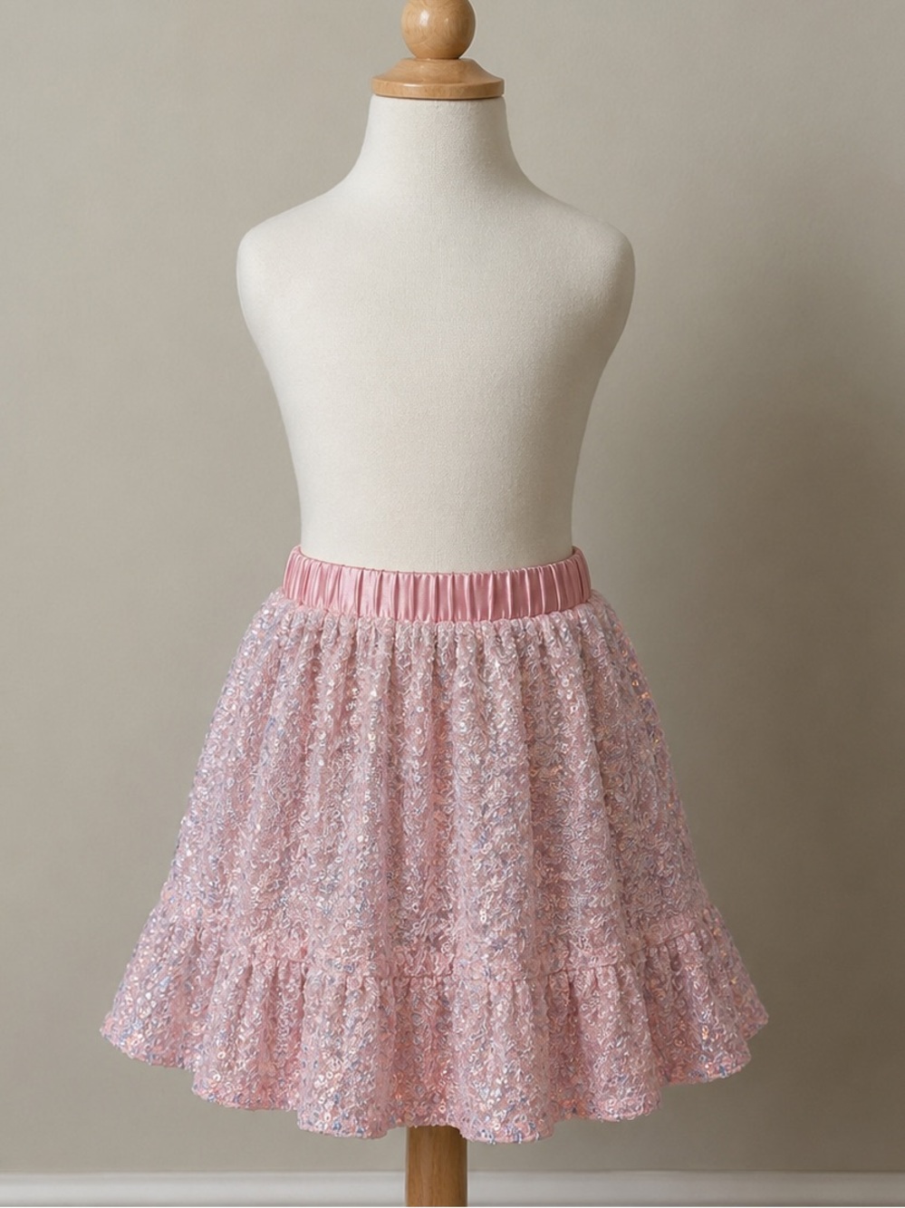 The Children's Place Pink Sequin Tiered Skater Skirt
